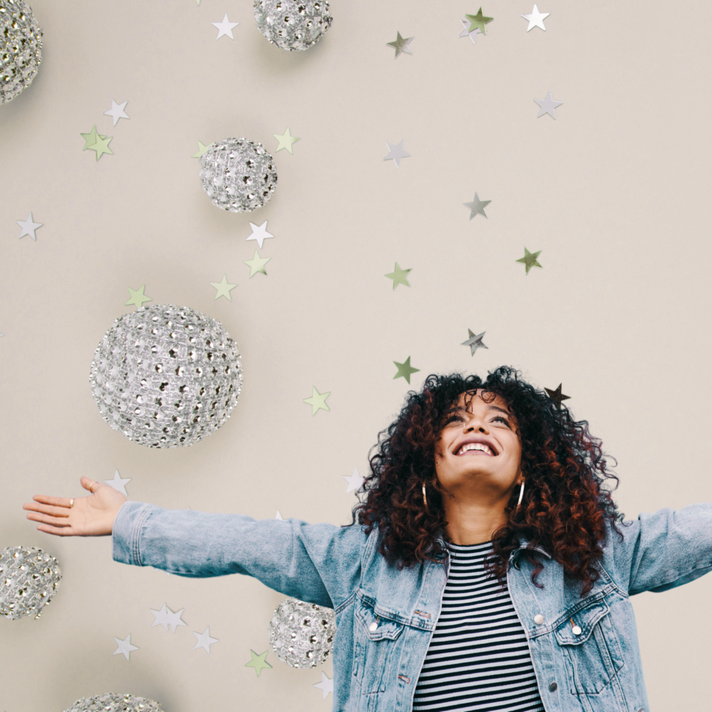 woman celebrating small wins happy celebration