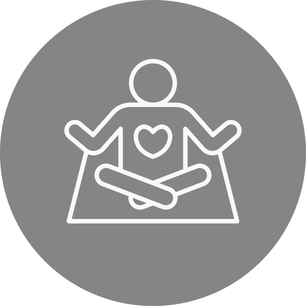 person meditating love icon gray