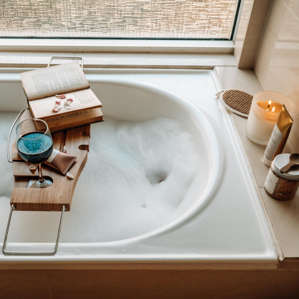 bathtub weekly reset relax bath candle reading