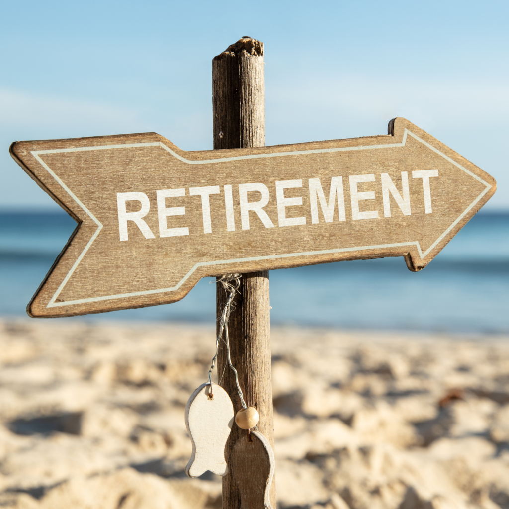 retirement sign beach fish